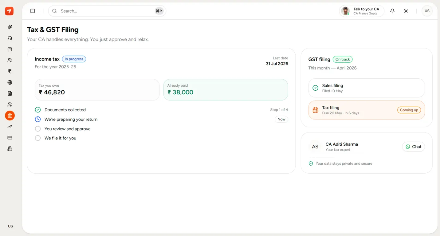 Filing dashboard